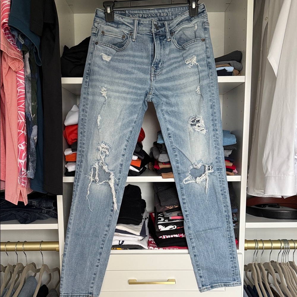 American Eagle Outfitters Men's Ripped Blue Skinny Jeans